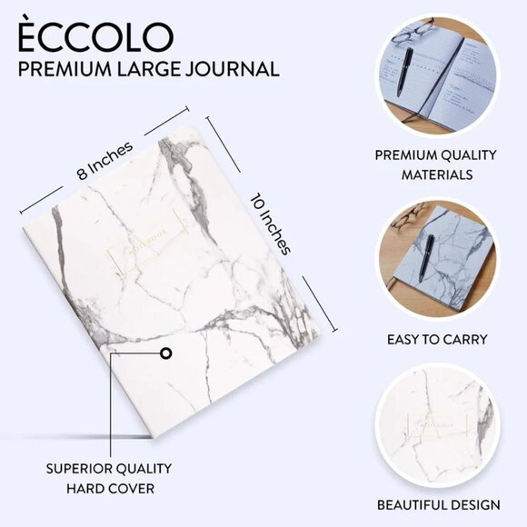 Eccolo White Marble Journal 8x10" New - Picture 4 of 7